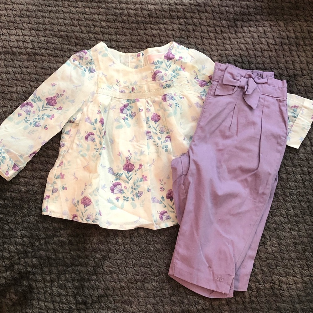 Lilac Janie and Jack baby girl outfit 3-6 months